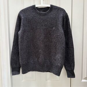 All Saints Charcoal Rib Knit Crewneck Sweater - Minimalist Essential